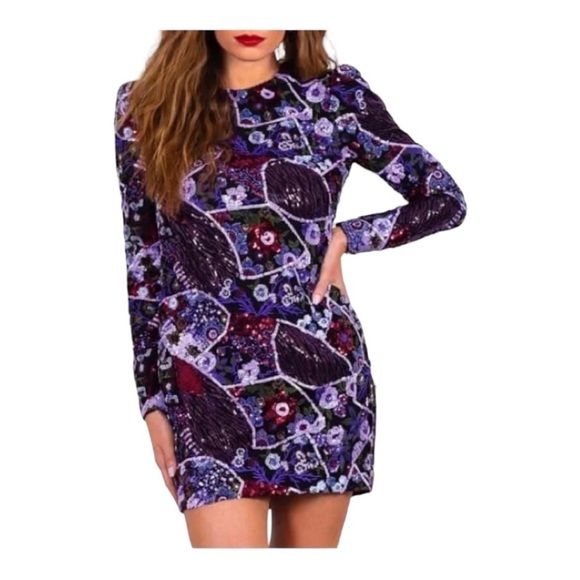 Helsi Monica purple sequin Evening Mini Dress - Picture 2 of 15